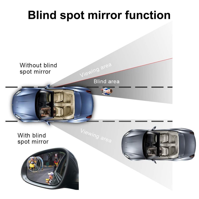 POMFW Blind Spot Mirror  2 inch Rearview Convex Side Mirrors for Cars SUV Truck Van Stick on 3M Adhesive  Rear View HD Glass Frameless Sway Rotate adjustable Wide Angle 2PCS (Round) - Image 2